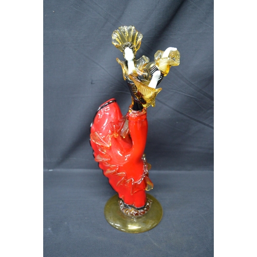 49 - Pair of Murano glass figures of dancers standing on circular bases - 37cm and 38cm tall