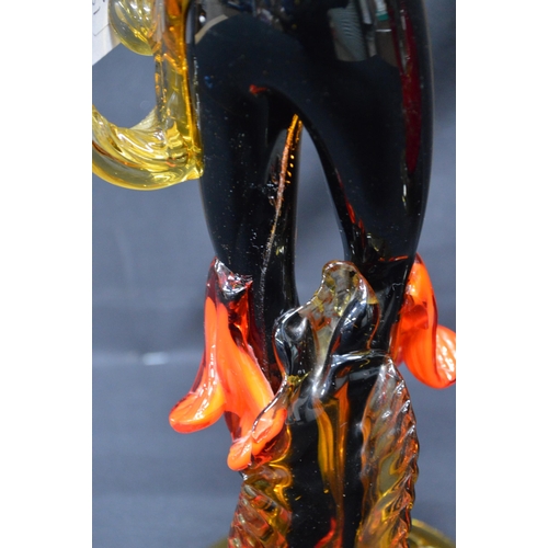 49 - Pair of Murano glass figures of dancers standing on circular bases - 37cm and 38cm tall