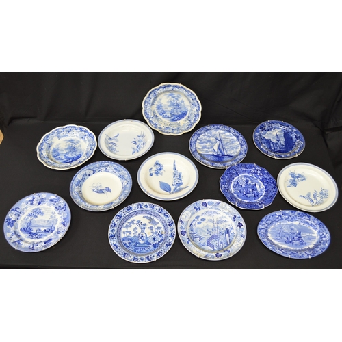 52 - Group of thirteen various blue & white decorated Wedgwood plates and soup bowls