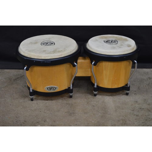 60 - Kimbara Model-30 acoustic guitar together with Cosmic Percussion bongo drums and music stand