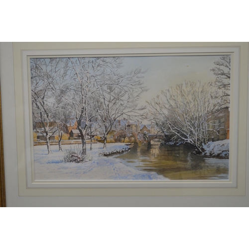 63 - Cyril J Mayes (British, 20th century) watercolour titled Stamford - 50cm x 31.5cm, mounted in glazed... 