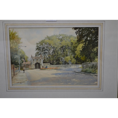 64 - Cyril J Mayes (British, 20th century) watercolour titled Road Junction - 32cm x 22cm, mounted in gla... 