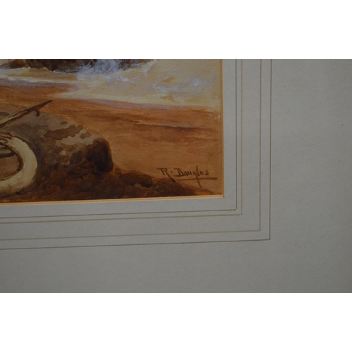 78 - R Douglas, early 20th century watercolour titled When The Lifeboat is Out - 34cm x 24.5cm, mounted i... 