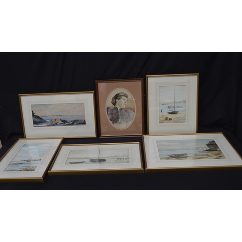 79 - L Tylor Lobley, three early 20th century watercolours of fishing boats - largest 35cm x 25cm, mounte... 