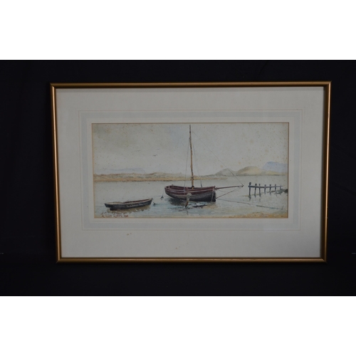 79 - L Tylor Lobley, three early 20th century watercolours of fishing boats - largest 35cm x 25cm, mounte... 