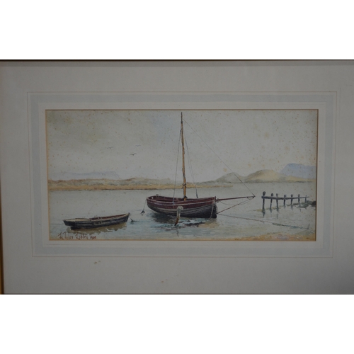 79 - L Tylor Lobley, three early 20th century watercolours of fishing boats - largest 35cm x 25cm, mounte... 