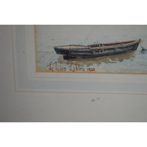 79 - L Tylor Lobley, three early 20th century watercolours of fishing boats - largest 35cm x 25cm, mounte... 