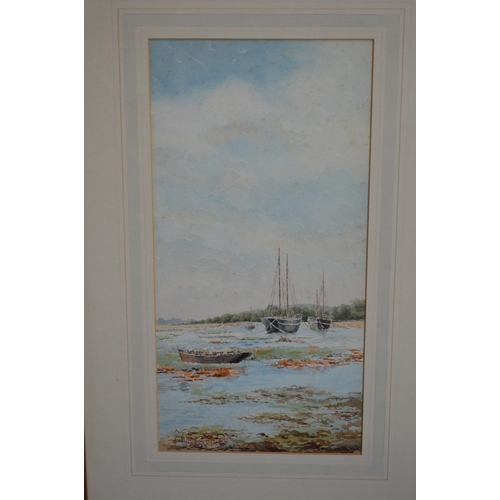 79 - L Tylor Lobley, three early 20th century watercolours of fishing boats - largest 35cm x 25cm, mounte... 