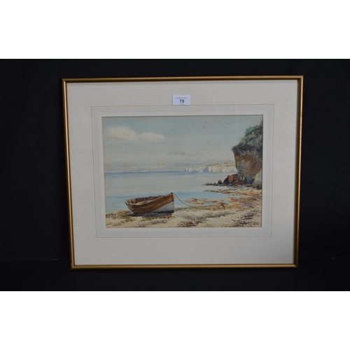 79 - L Tylor Lobley, three early 20th century watercolours of fishing boats - largest 35cm x 25cm, mounte... 