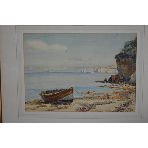 79 - L Tylor Lobley, three early 20th century watercolours of fishing boats - largest 35cm x 25cm, mounte... 