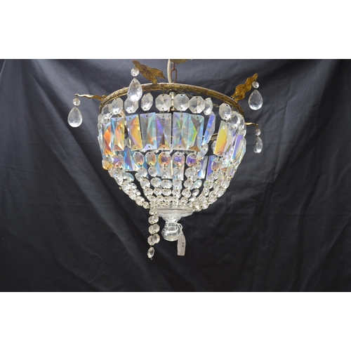 84 - Glass bag light chandelier with gilt metal frame - 38cm x 65cm overall