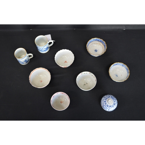 85 - Group of six various tea bowls together with small circular Chinese lidded bowl and two cups