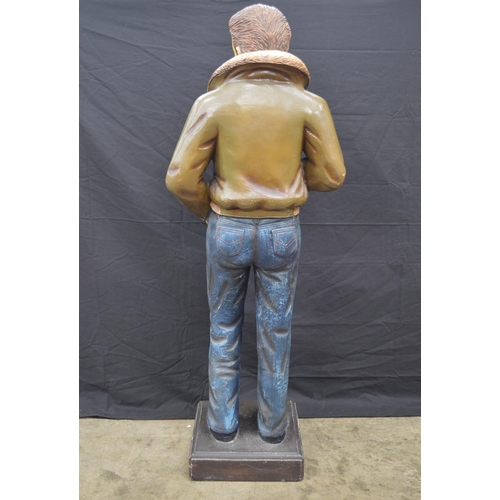 9 - Fiberglass painted statue of James Dean, standing on square base - 116cm tall