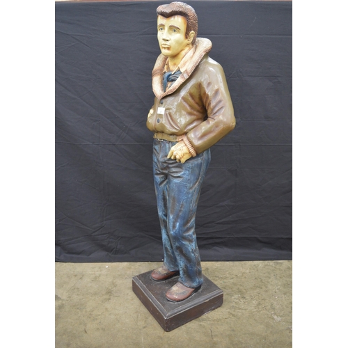 9 - Fiberglass painted statue of James Dean, standing on square base - 116cm tall