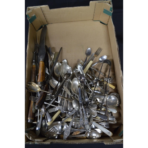 48 - Collection of silver plate to include: teapots and cutlery etc