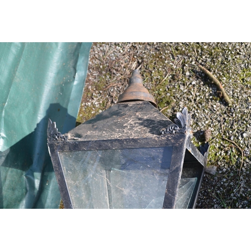 9 - Black painted metal outside lantern - 105cm tall