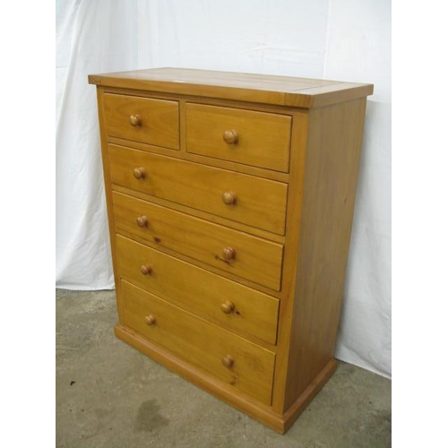 364 - Modern stained chest of two short over four graduated drawers, standing on a plinth base - 90cm x 42... 