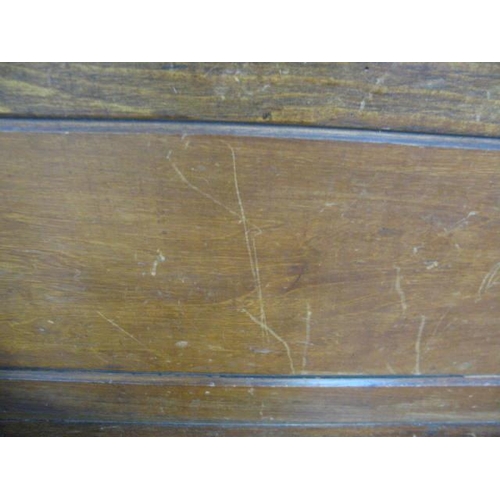 379 - Pine church pew having panelled back and solid seat, standing on shaped end supports - 98cm x 49cm x... 