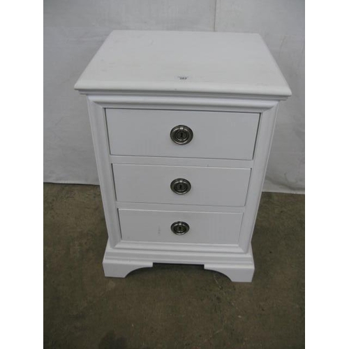 382 - John Lewis small white painted chest of three drawers, standing on bracket feet - 46cm x 39cm x 66.5... 