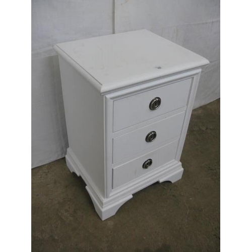 382 - John Lewis small white painted chest of three drawers, standing on bracket feet - 46cm x 39cm x 66.5... 