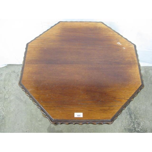 400 - Oak octagonal top centre table having an octagonal lower tier united by turned supports - 69cm x 67c... 