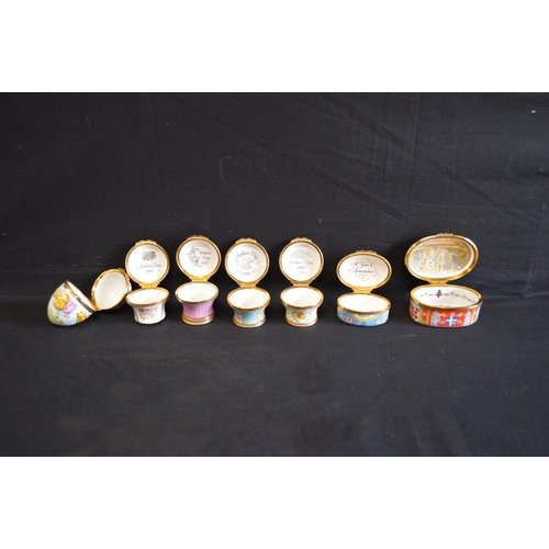 316 - Group of seven Halcyon Days enamel trinket boxes to include: boxed Limited Edition No. 131/200 trink... 