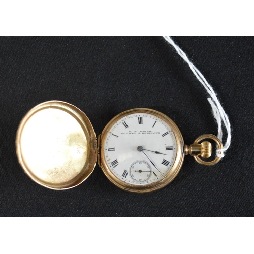 320 - 14k yellow gold pocket watch with engraved decorated case, dial marked HF Smith, Sydney & Brisbane a... 