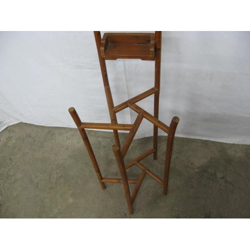 514 - Bamboo hall stand having a small mirror over a small shelf with stick stand below - 40cm x 38cm x 15... 