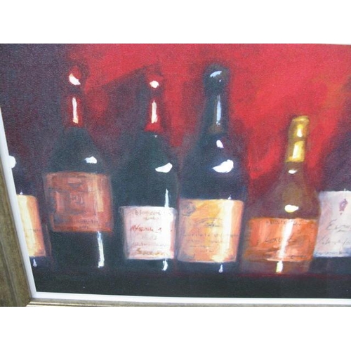 537 - Two oils on board, still life's of fruit and wine bottles, both unsigned - 39cm x 29cm each in gilt ... 