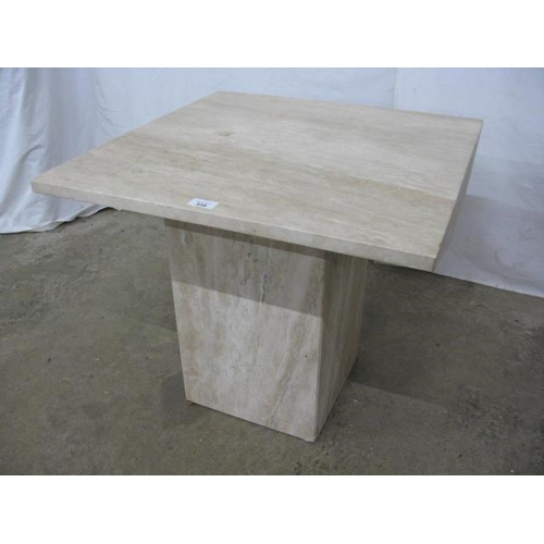 538 - Marble coffee table, the square top standing on a square marble base - 60cm x 60cm x 52cm tall