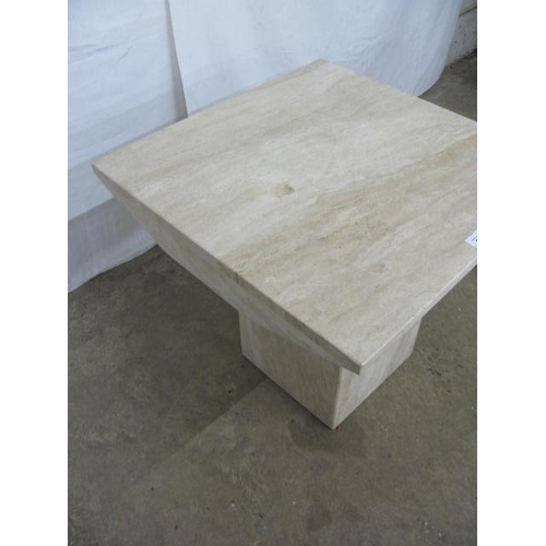 538 - Marble coffee table, the square top standing on a square marble base - 60cm x 60cm x 52cm tall