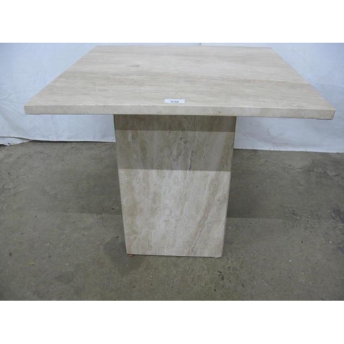 538 - Marble coffee table, the square top standing on a square marble base - 60cm x 60cm x 52cm tall