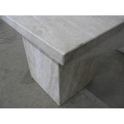 538 - Marble coffee table, the square top standing on a square marble base - 60cm x 60cm x 52cm tall