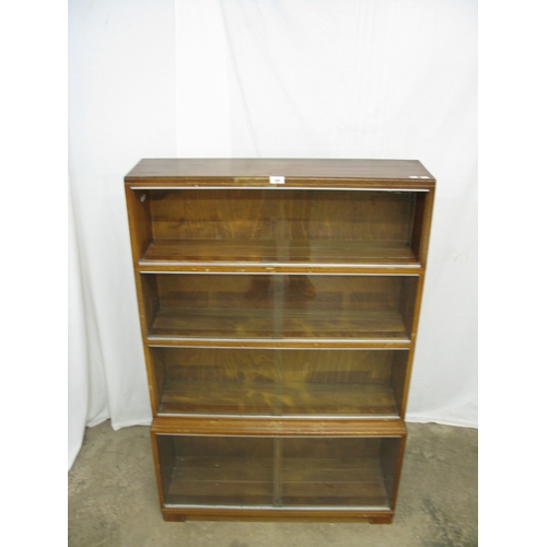 399 - 1950's Mahogany modular Minty Oxford four tier stacking legal bookcase with glass doors - 89cm x 28.... 