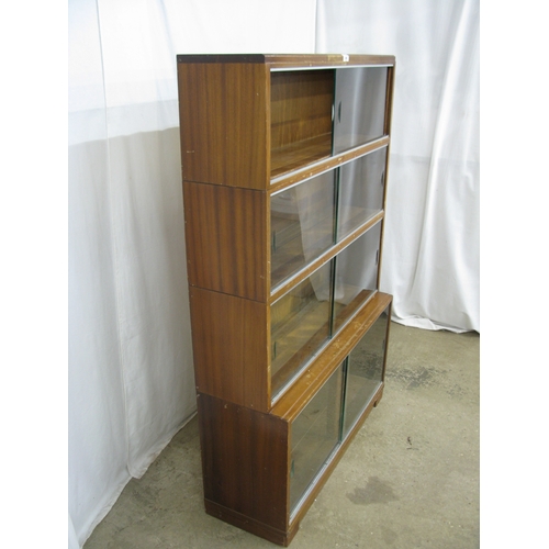 399 - 1950's Mahogany modular Minty Oxford four tier stacking legal bookcase with glass doors - 89cm x 28.... 
