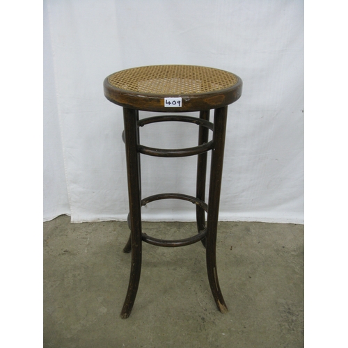 409 - Rustic octagonal parquetry top lamp table having square stretchered legs - 44cm x 44cm x 52.5cm tall... 