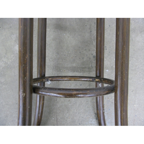 409 - Rustic octagonal parquetry top lamp table having square stretchered legs - 44cm x 44cm x 52.5cm tall... 