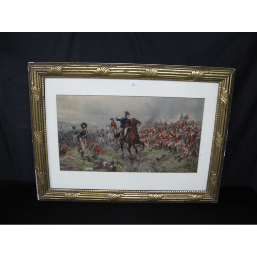 415 - Robert Alexander Hillingford, colour print of the Battle of Waterloo, signed bottom left R Hillingfo... 