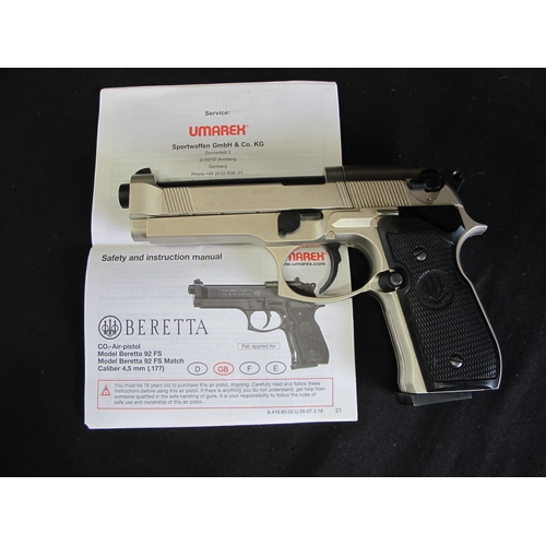 107 - Cased Beretta M92 FS by Umarex of Germany.  Cal 4.5mm (.177), CO2 powered
