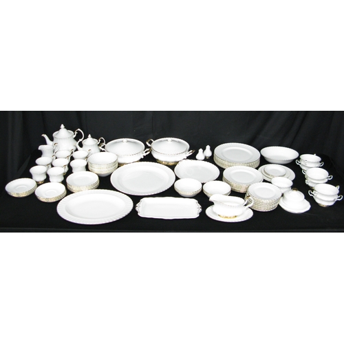 114 - Royal Albert Val D'or part tea and dinner ware to comprise: seven tea cups, eight 14.5cm saucers, si... 