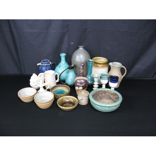 76 - Quantity of pottery to include: vases, bowls, candle holders etc