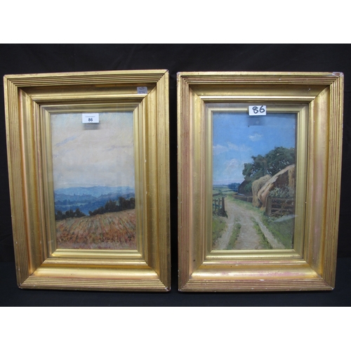 86 - Two Arthur Lucas oil on board dated 1905 and 1909, one depicting the South of France countryside and... 