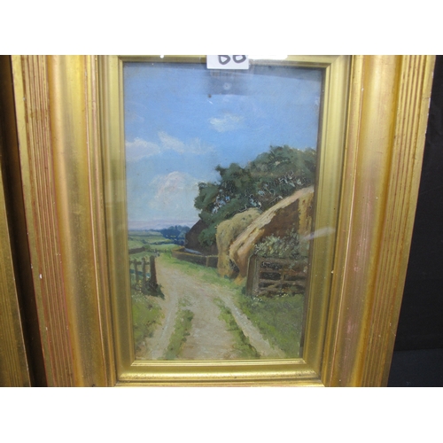 86 - Two Arthur Lucas oil on board dated 1905 and 1909, one depicting the South of France countryside and... 