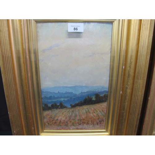 86 - Two Arthur Lucas oil on board dated 1905 and 1909, one depicting the South of France countryside and... 