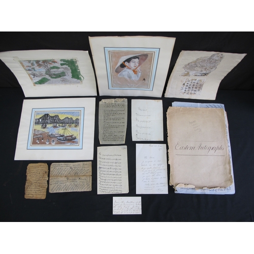91 - Folder of Eastern Oriental autographs and prints (mixed and unsorted)