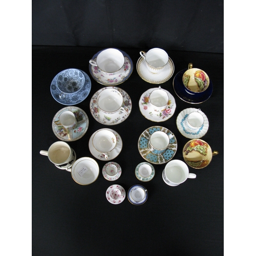 60 - Group of cups and saucers to include: Meissen cup and saucer, dolls tea china and Royal Worcester cu... 