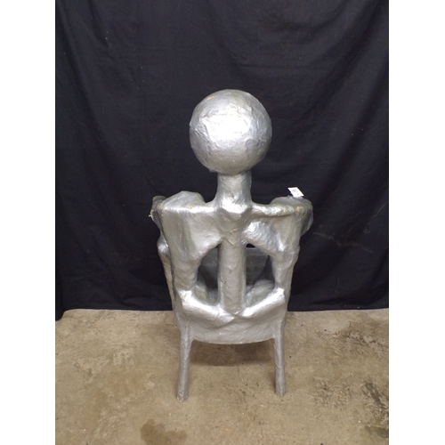 Silver painted alien formed chair with large member seat panel - 55cm x ...