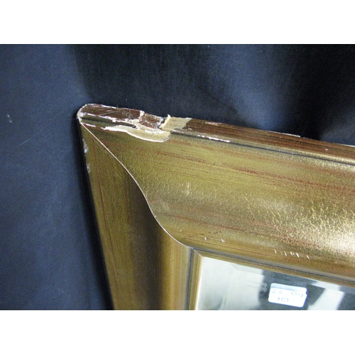 253 - Modern gilt frame over mantle mirror with arched top and bevelled glass - 128cm x 102cm. Together wi... 