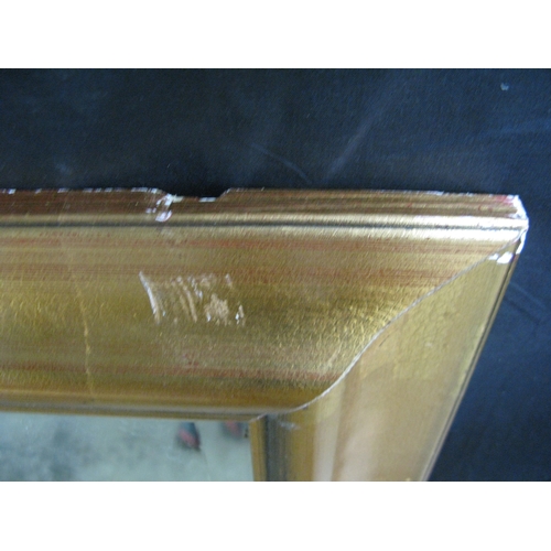 253 - Modern gilt frame over mantle mirror with arched top and bevelled glass - 128cm x 102cm. Together wi... 
