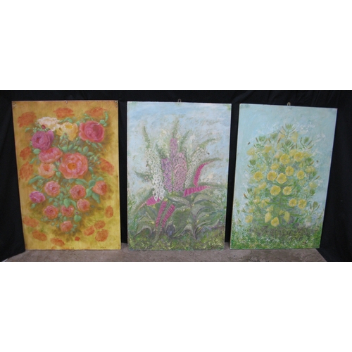 299 - Group of three B.Selmey? oil on boards of sprays of flowers each signed bottom right, un framed - 61... 